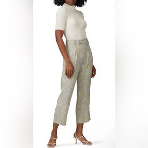 NWT Equipment Yellow & Gray Printed Bergen Pants Cropped Straight Leg Size 10